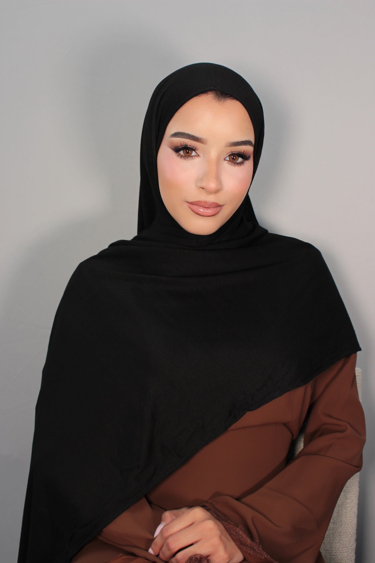 Onyx Ribbed Bamboo Hijab
