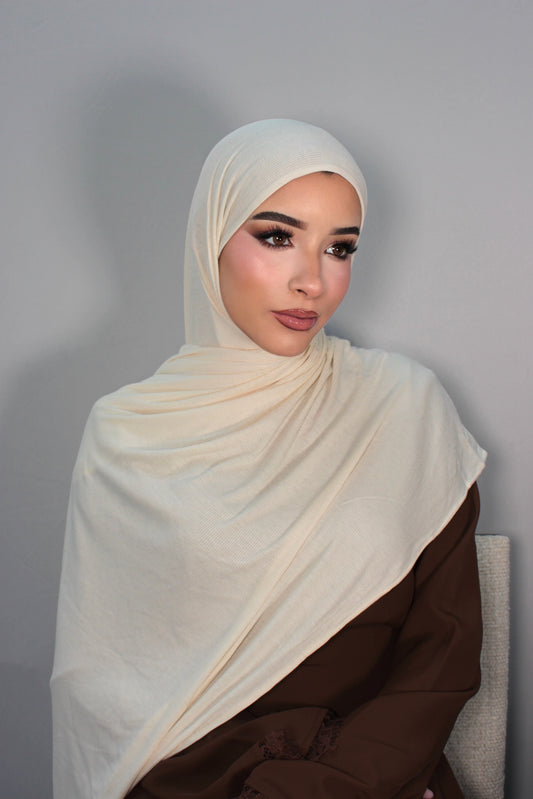 Vanilla Ribbed Bamboo Hijab