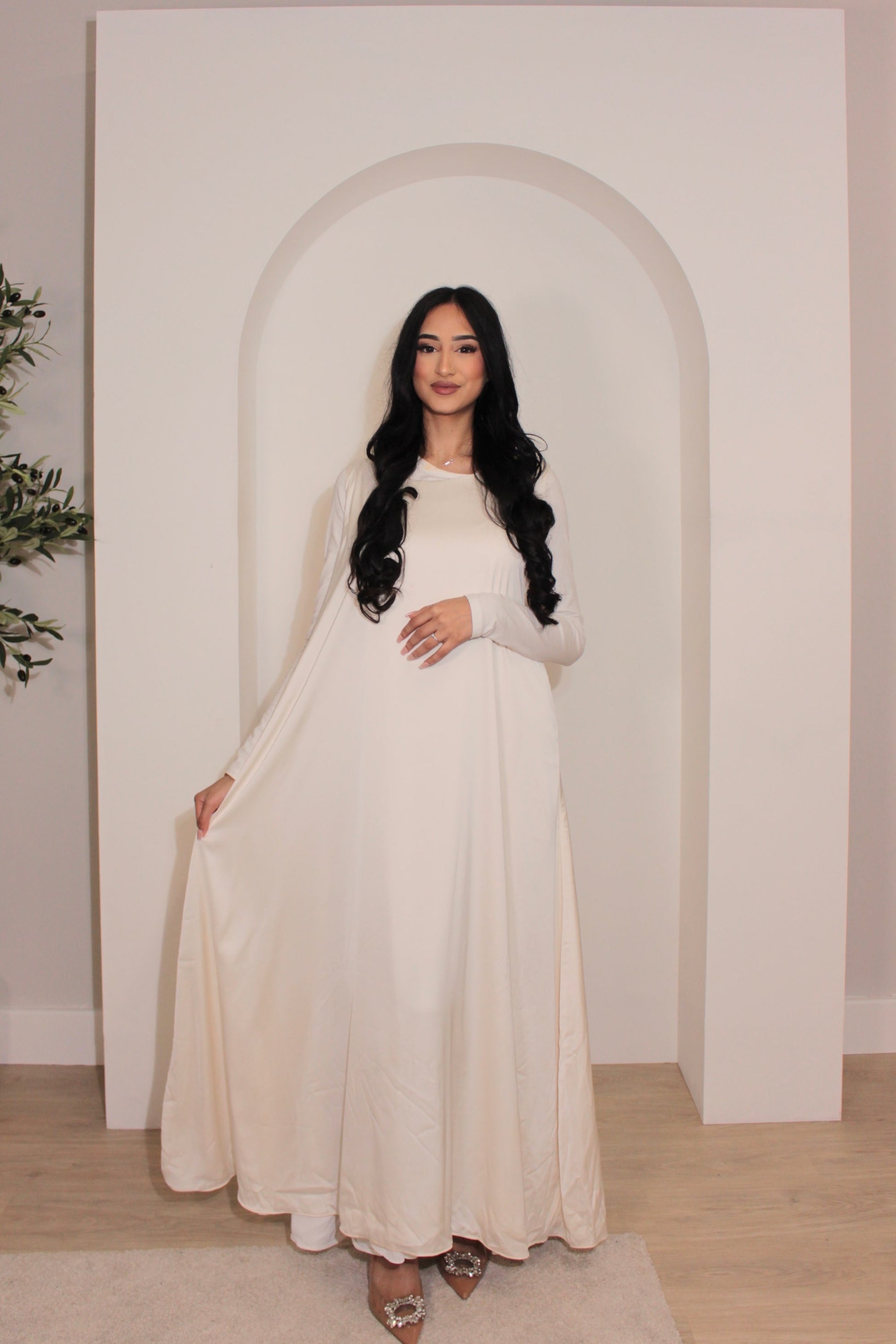 Ivory satin/white matte Reversible Slip Dress (sleeveless image 2