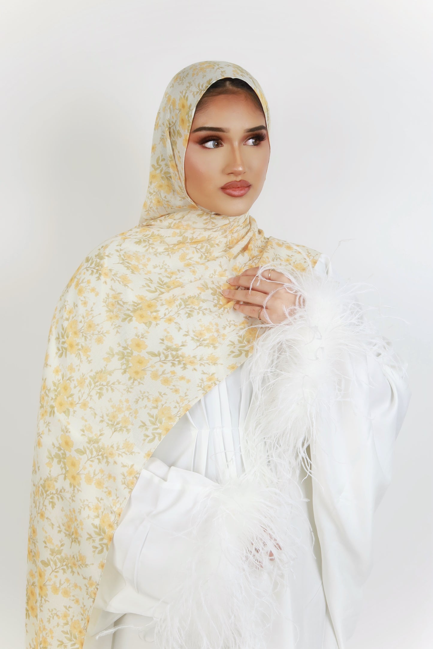 Golden Aura Floral Modal Hijab image 1