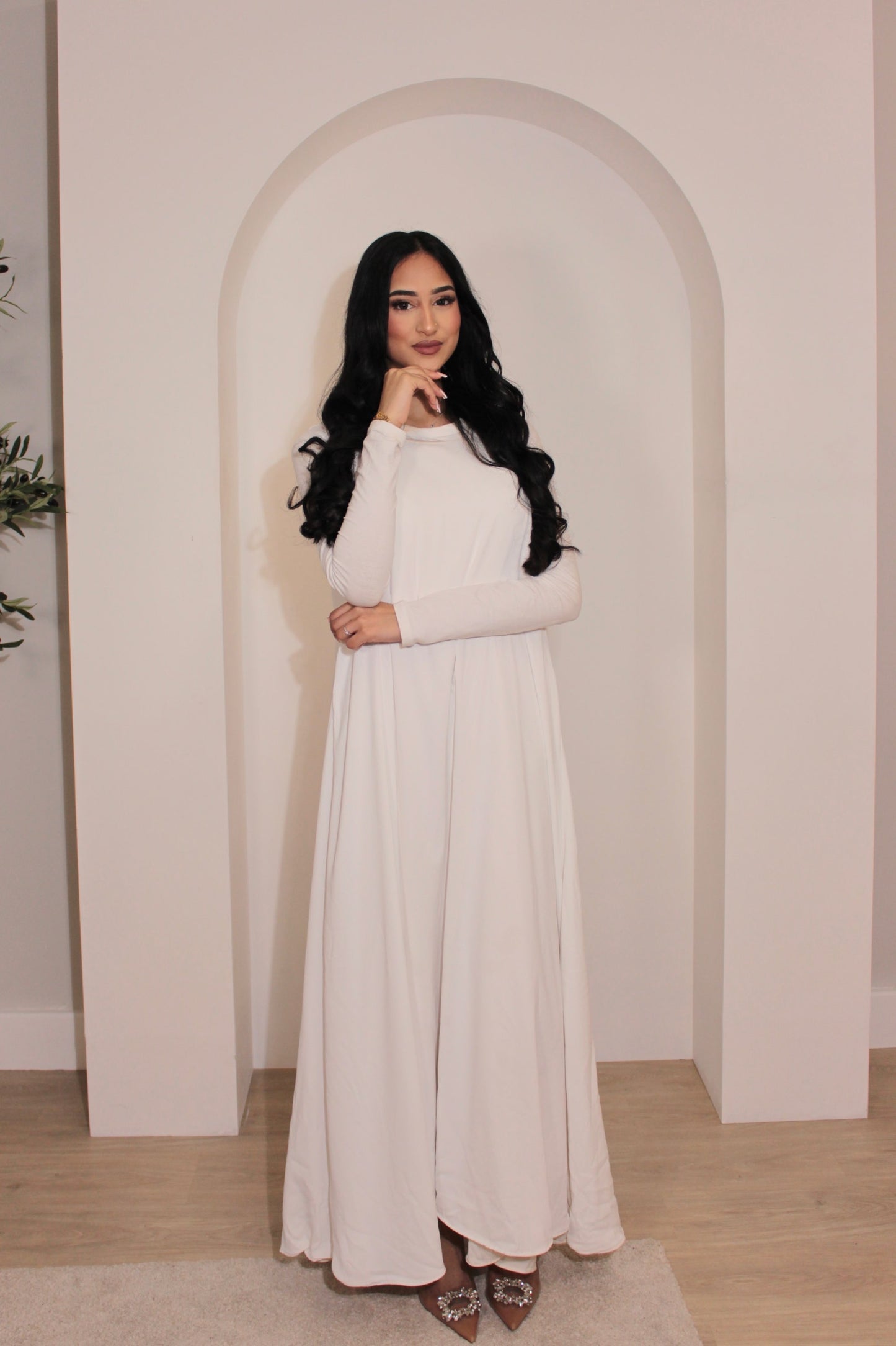 Ivory satin/white matte Reversible Slip Dress (sleeveless image 1