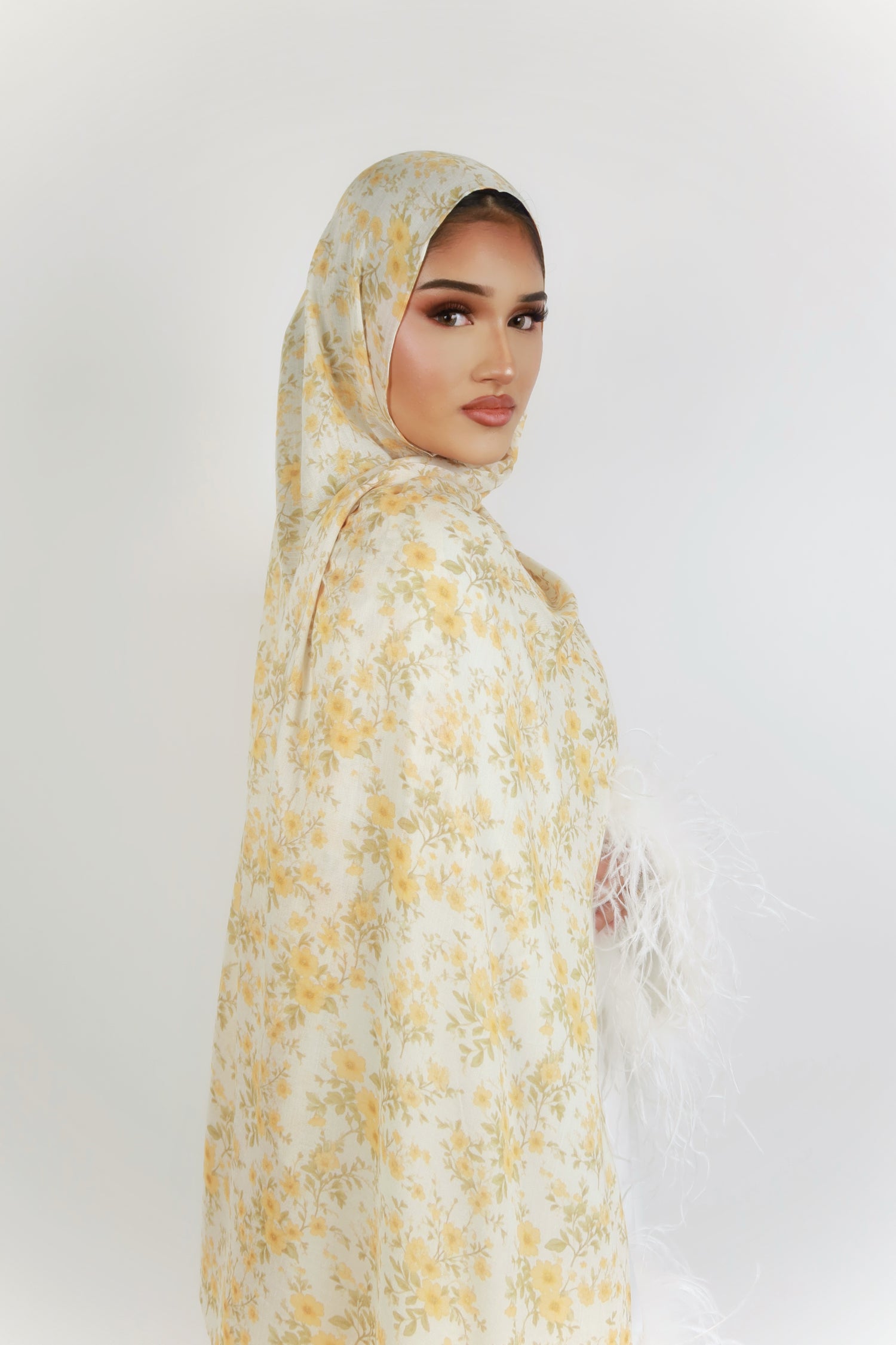 Golden Aura Floral Modal Hijab image 0