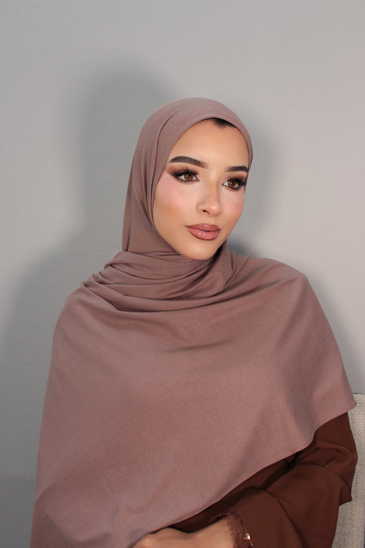 Chestnut Ribbed Bamboo Hijab