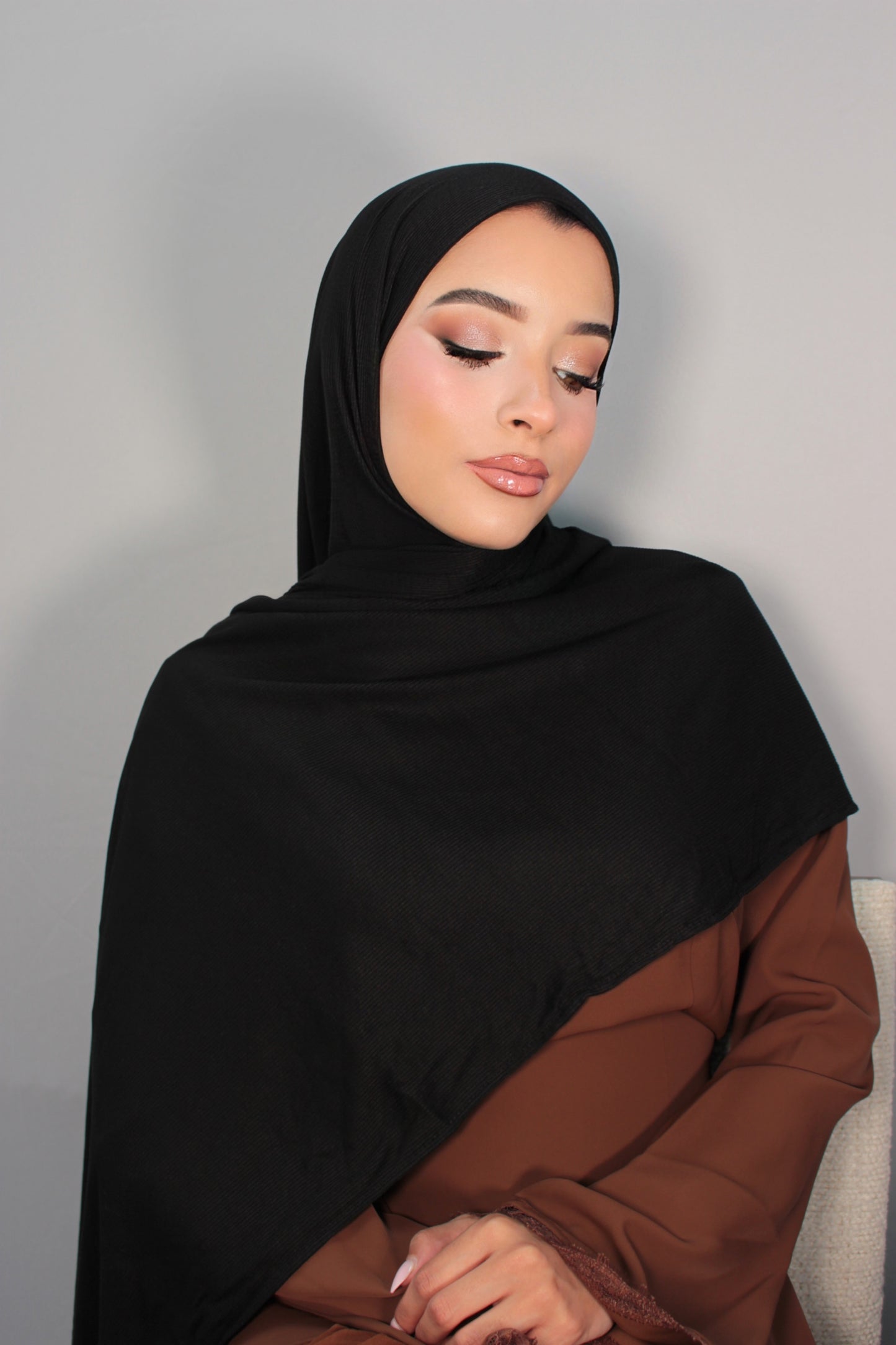 Onyx Ribbed Bamboo Hijab