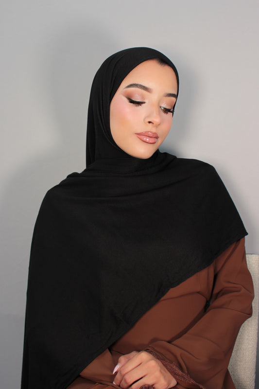 Onyx Ribbed Bamboo Hijab